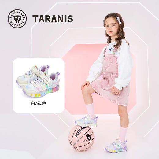 泰兰尼斯儿童闪灯鞋秋季新款女童运动鞋休闲舒适闪灯鞋女宝运动鞋  T01X5C6451 商品图1