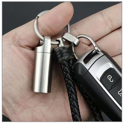 （随身应急小药瓶）便携式药盒随身带盖不锈钢密封药盒随身小药瓶急救分装钥匙扣 商品图2