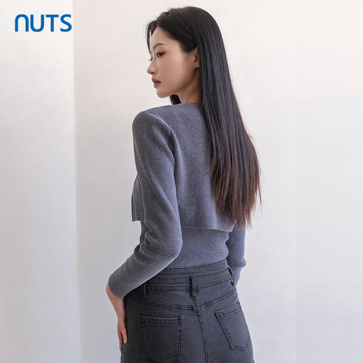 NUTS商场同款春秋设计感小众气质修身毛织短外套两件套女4330506A1 商品图4