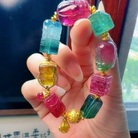 多宝雕刻单圈碧玺手串