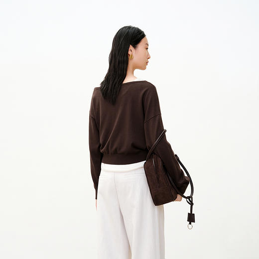 NEELLY纳俪商场同款秋季新款法式休闲一字领针织衫女休闲舒适上衣N25081A01054 商品图1