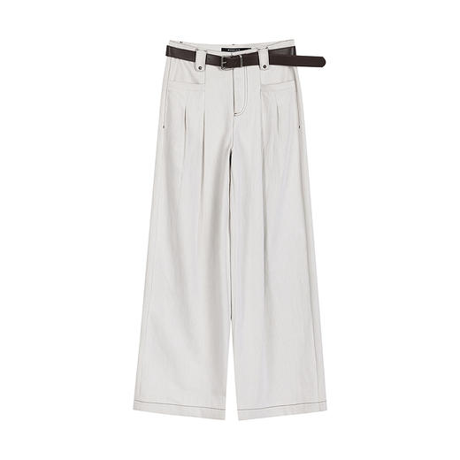 NEELLY纳俪商场同款秋季新款白色纹理感直筒牛仔裤女百搭休闲长裤N25081H01074 商品图3