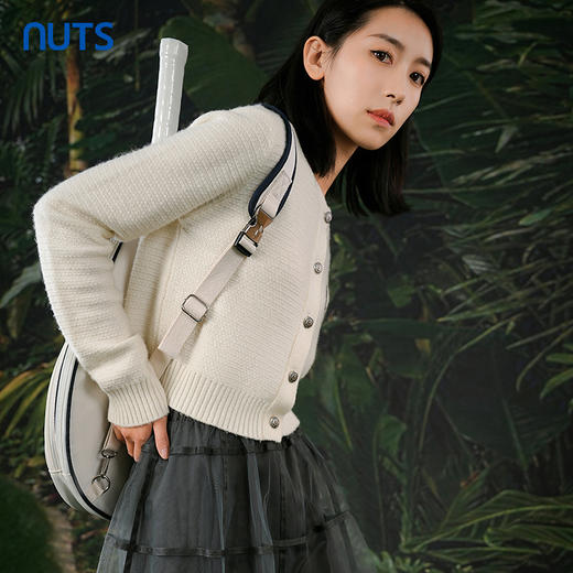 NUTS商场同款春秋季学院风气质直筒短款针织衫开衫外套女412052078 商品图3