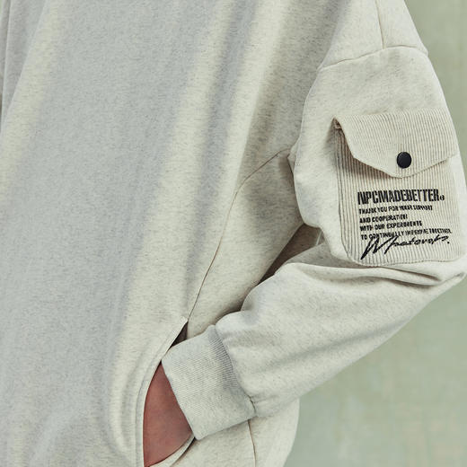 NPC潮牌高克重宽松侧边印花毛织口袋卫衣男潮流NP41ST27 商品图3