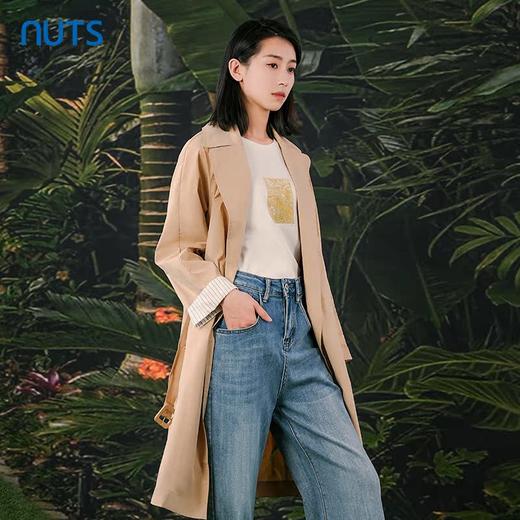 NUTS春秋季新款休闲简约气质宽松中长款风衣外套女415041423 商品图2