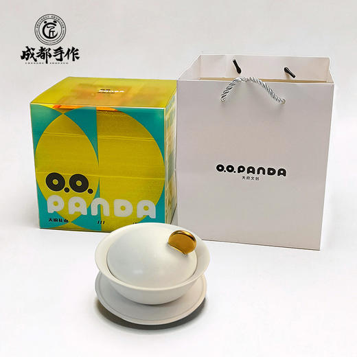 【彭州白瓷￭熊猫盖碗单耳杯】成都手作盖碗茶杯 带盖单个熊猫三才杯 高档功夫茶具泡茶碗【非物质文化遗产】【大师匠作】 商品图7