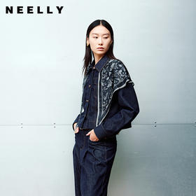 NEELLY纳俪商场同款秋季新款经典翻领百搭牛仔外套女休闲个性上衣N25081C01064