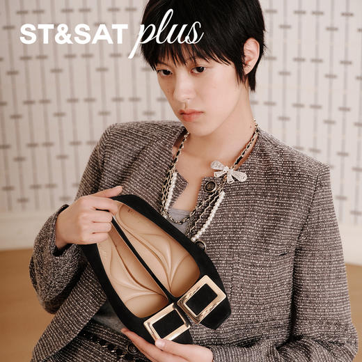 【方扣系列】星期六经典简约方扣通勤低跟单鞋SSD3111092 商品图5