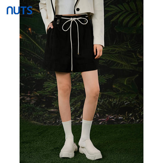 NUTS春秋季新款通勤气质简约高腰系带短款休闲裤女418072446 商品图0