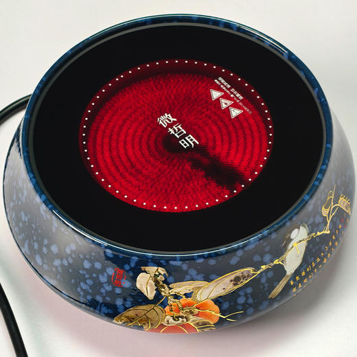 微哲明丨柿柿如意 窑变陶瓷 茶道电陶炉 1000W 宝蓝圆型/白色方型 不含壶 商品图0