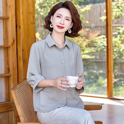 W294-58147-98-168妈妈夏装洋气质桑蚕丝衬衫中老年人女装夏季上衣真丝衬衣 商品图3