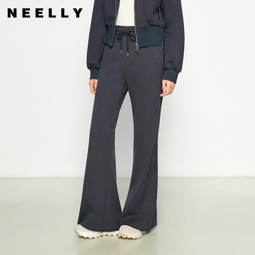NEELLY纳俪商场同款秋季新款浅色舒适通勤卫裤女小个子显瘦阔腿裤N25084H04410 商品图0