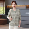 Q1027优雅妈妈装撞色条纹针织开衫秋冬新款洋气百搭中老年女装外套 商品缩略图3