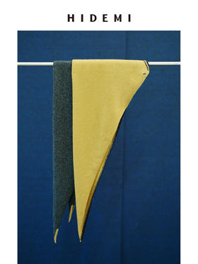 HIDEMI 进口美利奴羊毛撞色logo刺绣三角巾针织大披肩大围巾