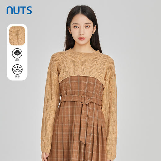 NUTS商场同款春秋季时尚气质百搭超短款毛织套头衫女313052099B 商品图0