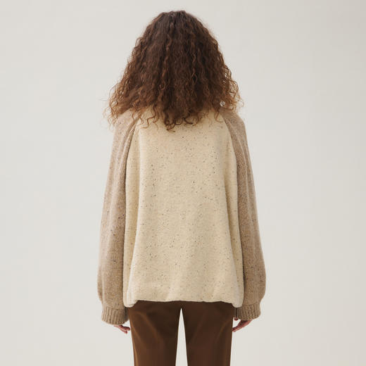 谜底大衣立领女2025秋季新品百搭拼接感插肩袖毛呢外套253MD1183 商品图2