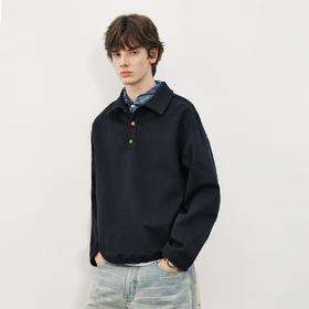 714stree宽松长袖POLO衫2025秋季复古毛呢翻领卫衣男情侣针织毛衣