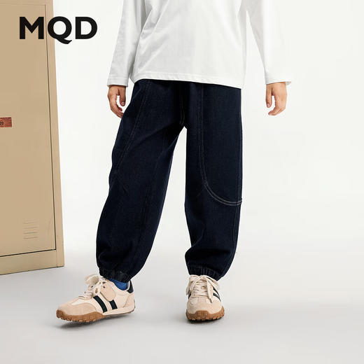 【MQD】【老爹裤】男大童秋季新品潮酷休闲分割设计牛仔裤 商品图1