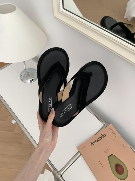 【GZ】无忧购“清仓大促”法式简约磨砂牛皮绒面休闲夹趾凉拖G608-1（截单后3-5天发货) 商品图5