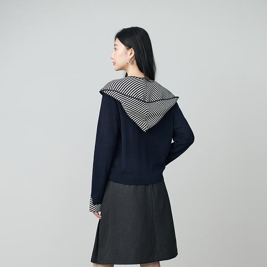 NEELLY纳俪商场同款秋季新款假两件披肩撞色针织衫女质感个性上衣N25084A05511 商品图1