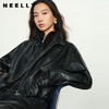 NEELLY纳俪商场同款秋季新款短款帅气黑色皮衣女高级感复古短外套N25084C04411 商品缩略图0