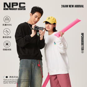 NPC潮牌重磅430G字母撞色宝石绣像素风卫衣男休闲落肩NP47ST27