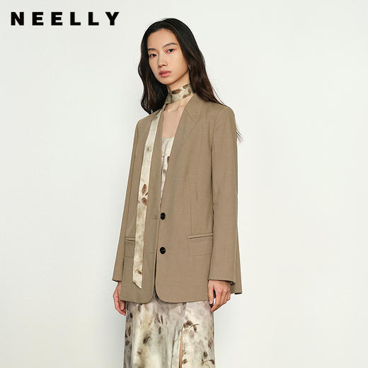 NEELLY纳俪商场同款秋季新款休闲百搭西装外套女廓形显瘦上衣N25084W04595 商品图0