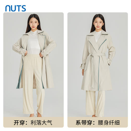 NUTS商场同款春秋款纯色时尚气质中长款风衣外套女314047092B 商品图3