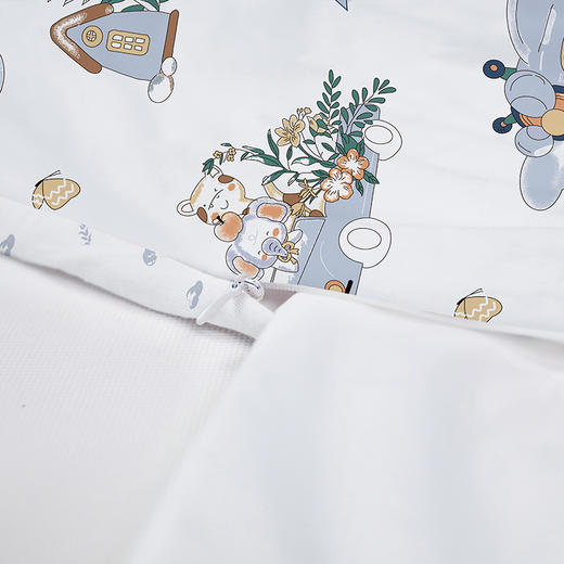 贝彤针织棉双胆被120*150cm（熊猫飞航标准款Cb2509白色/乖兔游车标准款Cb2509蓝灰） 商品图5