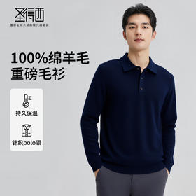 【100%绵羊毛】圣得西男士保暖polo领羊毛衫25秋新款重磅毛衣410g