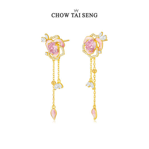 周大生星辰玫瑰流苏耳钉女款2025新款纯银轻奢高级七夕礼物送女友 商品图2