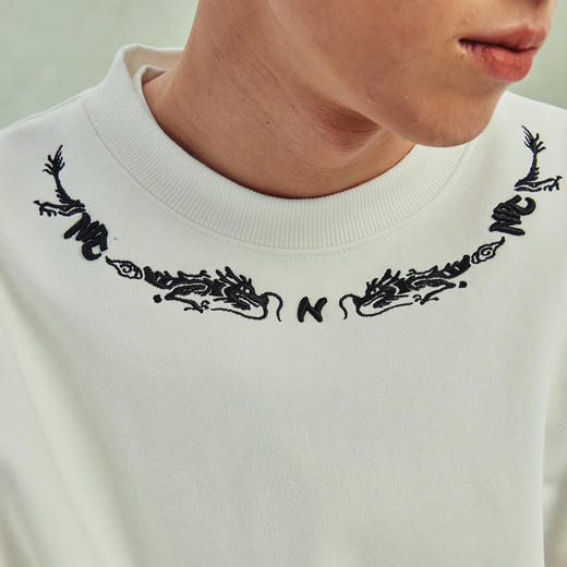 NPC潮牌立体龙纹刺绣圆领卫衣休闲高克重宽松男潮流长袖NP41ST20 商品图3