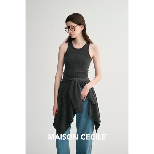 MAISON CECILE 经典加色/羊绒羊毛修身显瘦软糯针织卷边背心 商品图2