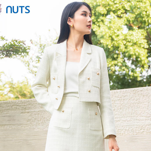NUTS商场同款秋季简约白色小香风外套女气质时髦短外套女4320401A1 商品图3