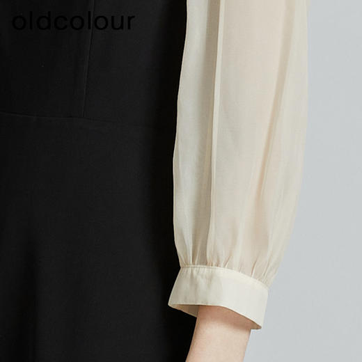 oldcolour商场同款秋气质方领优雅显瘦拼接连衣裙女P321005A1 商品图4