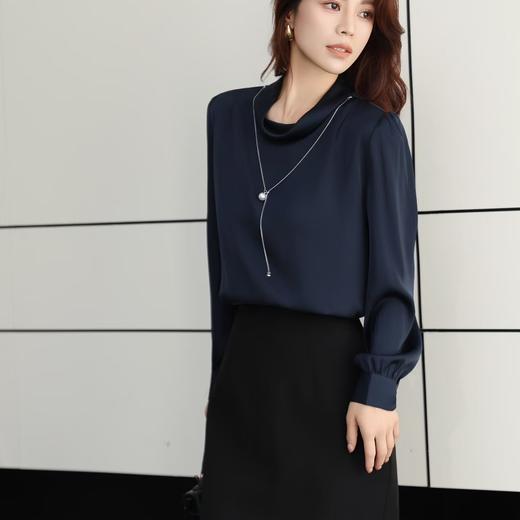 「自」全新升级【铂金会员174/天猫229/差价55】(00024)洛诗琳设计感宽松长袖衬衫女2025秋季新款气质雪纺上衣女 商品图1