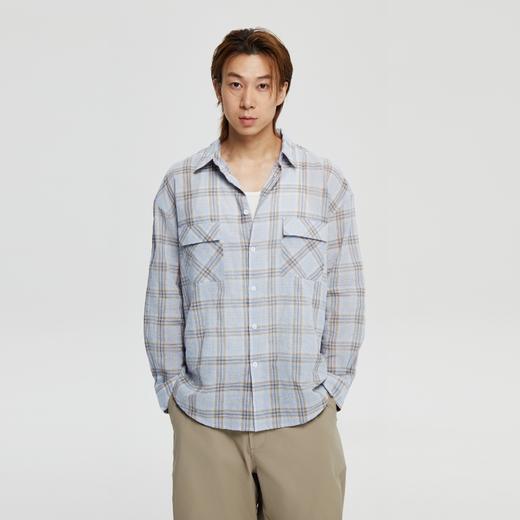 oneup轻薄格子口袋宽松衬衫 商品图0