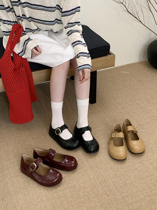 GZ韩系一字带复古小皮鞋(LH)(LD)-纪念日百货门店同款165245541 商品图3