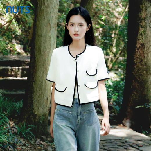 NUTS商场同款春秋款黑白撞色时尚气质短外套4310402A1 商品图0