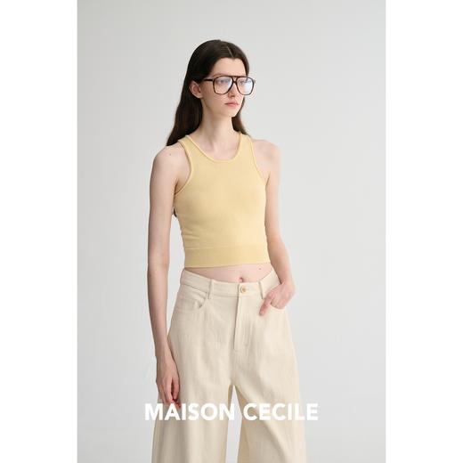 MAISON CECILE 经典加色/羊绒羊毛修身显瘦软糯针织卷边背心 商品图3