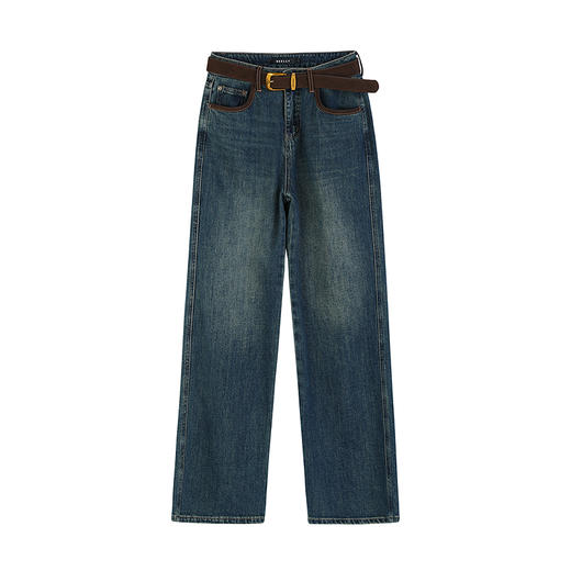 NEELLY纳俪商场同款秋季新款直筒百搭牛仔裤女小个子出街阔腿裤N25084H04613 商品图3