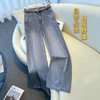 A24353浅色阔腿牛仔裤女夏季2025新款复古爆款裤子拖地裤宽松休闲直筒裤 商品缩略图2