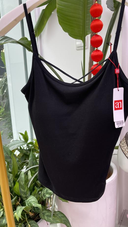 美背吊带一体杯背心丝光棉面料柔软舒适百搭15135067 商品图3