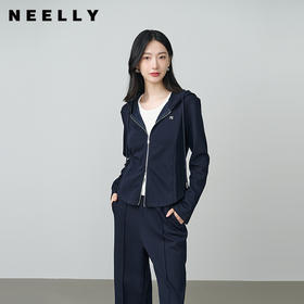 NEELLY纳俪商场同款秋季新款运动休闲修身卫衣女百搭舒适随性外套N25084C03312