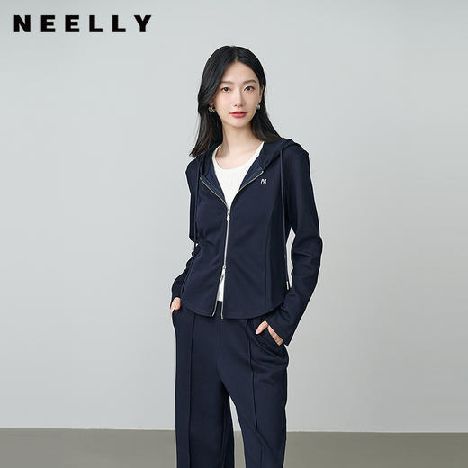 NEELLY纳俪商场同款秋季新款运动休闲修身卫衣女百搭舒适随性外套N25084C03312 商品图0