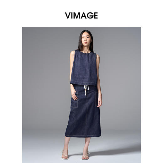VIMAGE纬漫纪率性无袖牛仔简约大方小上衣V2413101 商品图0