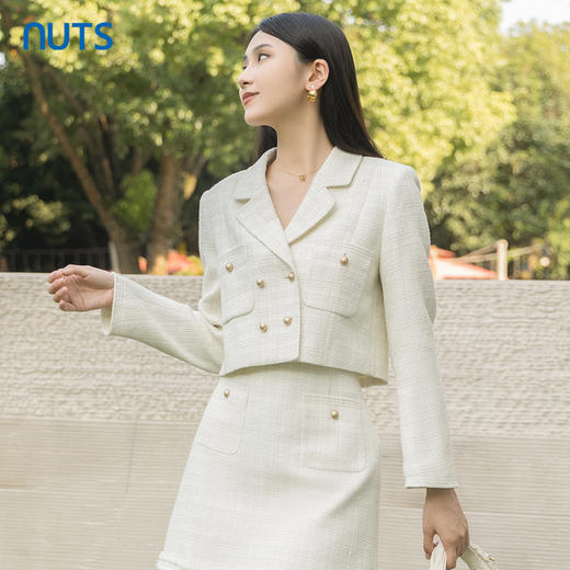 NUTS商场同款秋季简约白色小香风外套女气质时髦短外套女4320401A1 商品图2