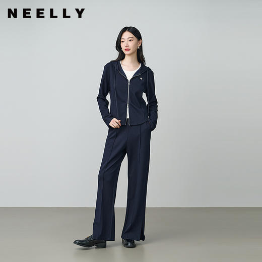 NEELLY纳俪商场同款秋季新款简约百搭阔腿裤女垂感显瘦直筒长裤N25084H03313 商品图0