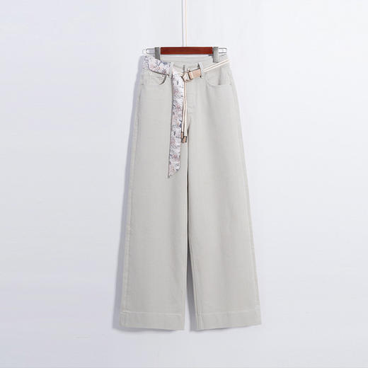 「自」全新升级【铂金会员174/天猫229/差价55】(42554)洛诗琳知性优雅轻奢直筒裤2025早秋阔设计感腰带阔腿牛仔裤 商品图0