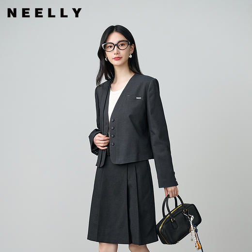 NEELLY纳俪商场同款秋季新款时尚高知感短外套女百搭随性西装外套N25084C04604 商品图0